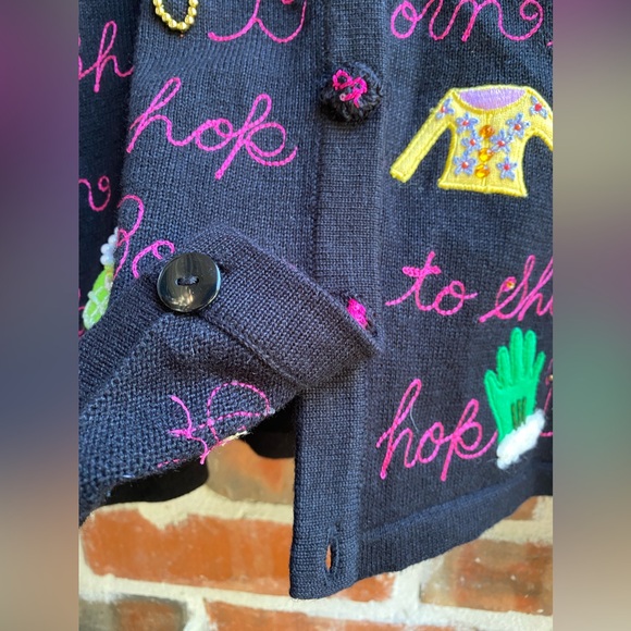 💐NEW👜Berek “Born to Shop” Embellished Cardigan Sweater Size L👒 - Picture 13 of 16